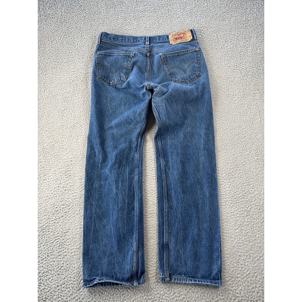Levis 501 Jeans Mens 36x34 (Fits 34x29) Blue Button Fly Straight Leg - Picture 11 of 12